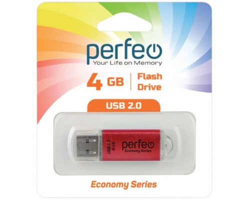 ФЛЭШ-КАРТА PERFEO 4GB E01 КРАСНАЯ ECONOMY SERIES USB 2.0