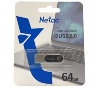 ФЛЭШ-КАРТА NETAC  64GB U278 ЧЕРНАЯ/СЕРЕБРО USB 2.0 МЕТАЛЛ