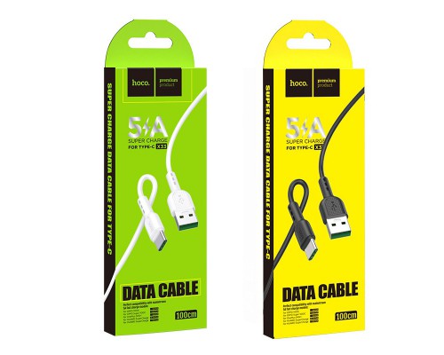HOCO КАБЕЛЬ USB-TYPE-C X33 БЕЛЫЙ СИЛИКОН 1.0м/5.0A SURPASS