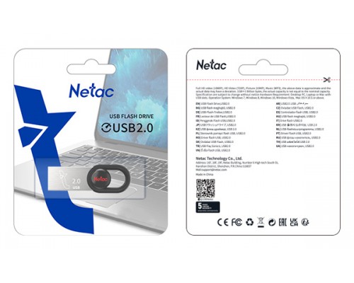 ФЛЭШ-КАРТА NETAC  64GB UM2 ЧЕРНАЯ/СЕРЕБРО USB 2.0 МЕТАЛЛ
