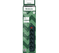 DEFENDER ES 5 розеток, 3м ЧЕРНЫЙ