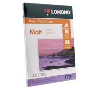 A3, 170 г/м2, 100 л. Фотобумага Lomond матовая двусторонняя (0102012)