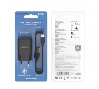 З.У. BOROFONE СЕТЕВОЕ BA20A 1xUSB 2.4A ЧЕРНОЕ+КАБЕЛЬ 8PIN